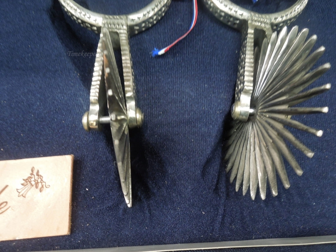 q990 Beautiful Large Vintage CATRON Chilean Huasos Cowboy Spurs with Presentation Box