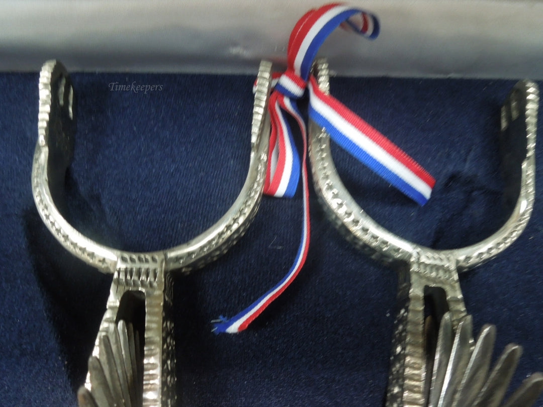 q990 Beautiful Large Vintage CATRON Chilean Huasos Cowboy Spurs with Presentation Box