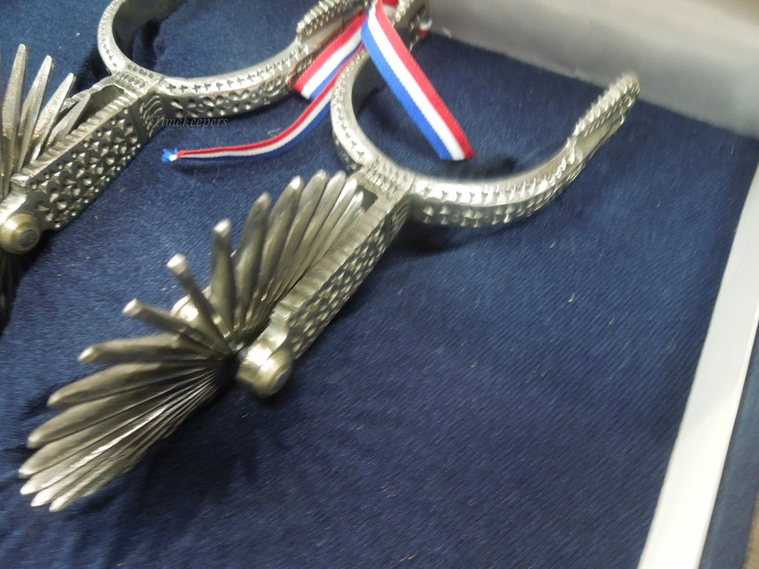 q990 Beautiful Large Vintage CATRON Chilean Huasos Cowboy Spurs with Presentation Box