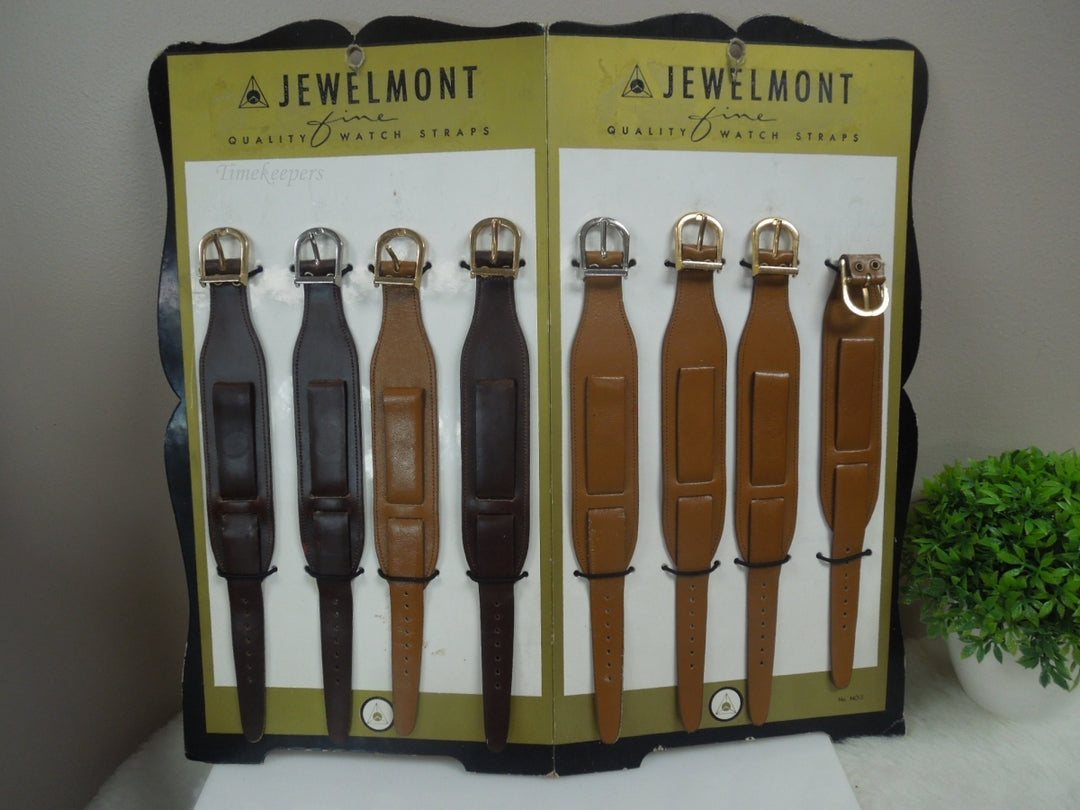 r001 Vintage Lot of 8 Jewelmont Quality Leather Watch Straps Advertising Store Display
