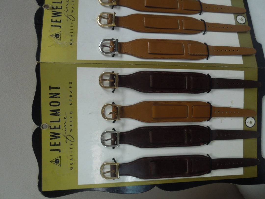 r001 Vintage Lot of 8 Jewelmont Quality Leather Watch Straps Advertising Store Display