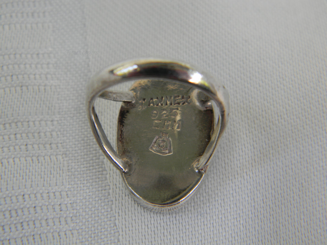 j981 Pretty Vintage Sterling Silver Ring with Tiger eye Stone Size 5