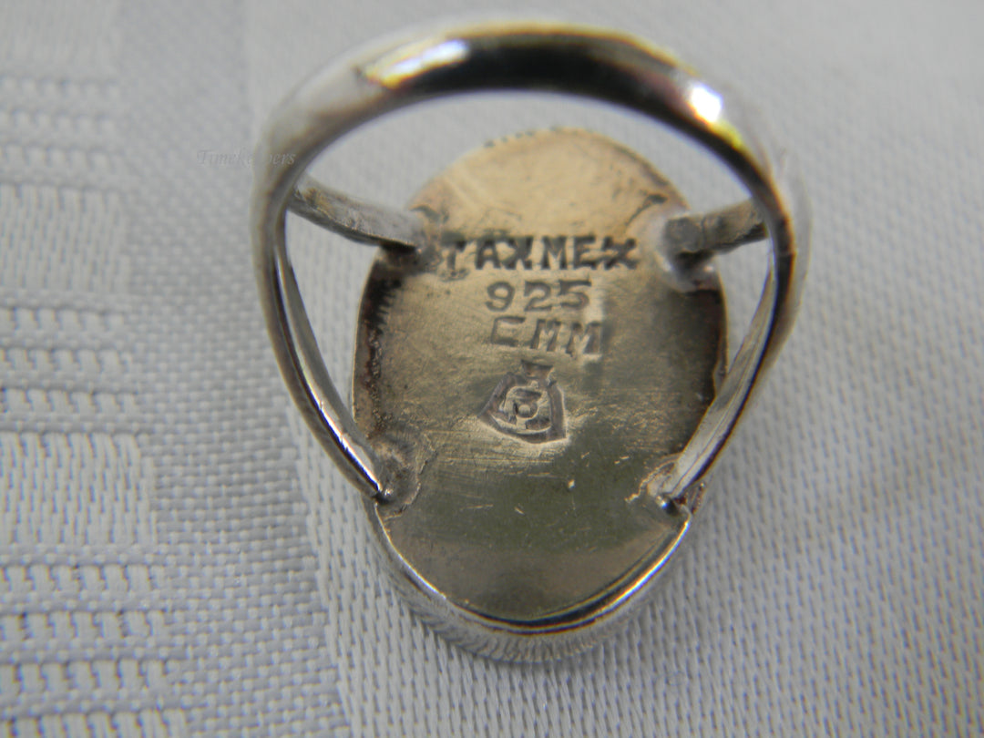 j981 Pretty Vintage Sterling Silver Ring with Tiger eye Stone Size 5