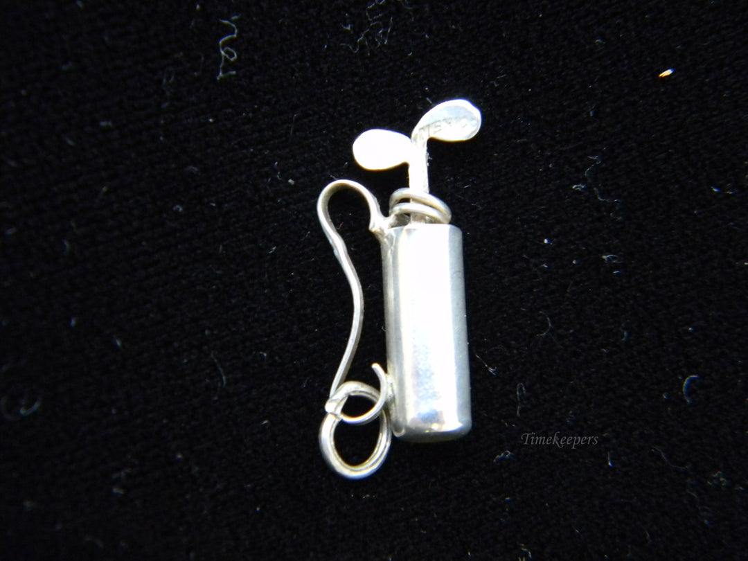 j314 Cute Preowned Golf bag and Clubs Charm/ Pendant Sterling Silver