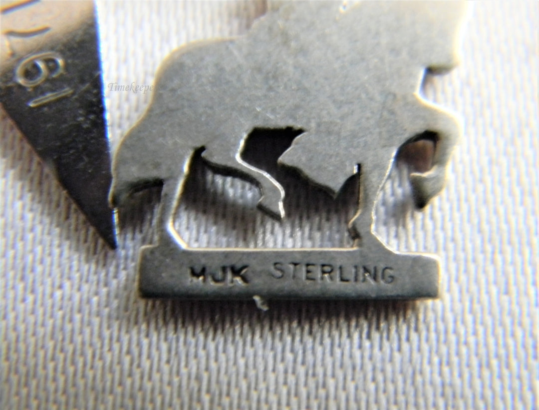 p236 Nice Curb Chain Sterling Silver Charm Bracelet with 3 Charms from St. Louis