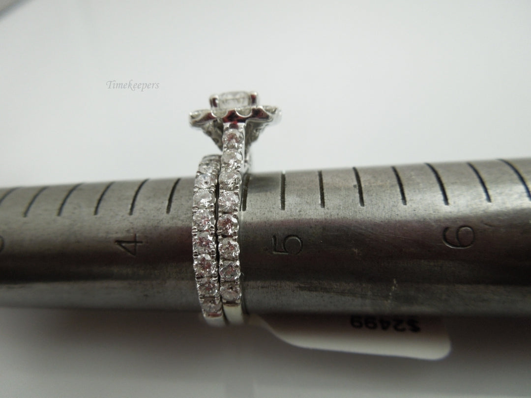j708 Elegant Halo diamond Engagement ring with Diamond Wedding Band Size 4.75