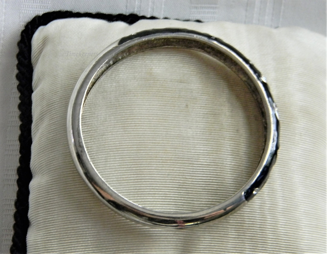 p239 Pretty Silver tone Bangle with Black Enamel and Rhinestones