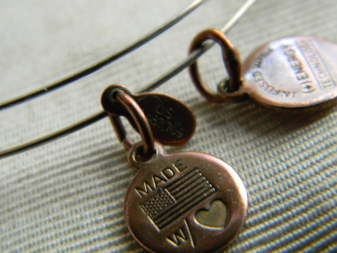 p240 Silver Tone Bangle Energy Bracelet Copper Dimpled Beads by Alex and Ani