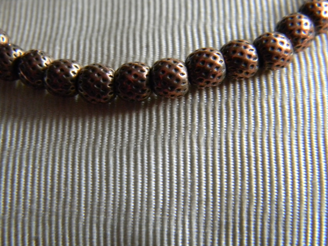 p240 Silver Tone Bangle Energy Bracelet Copper Dimpled Beads by Alex and Ani