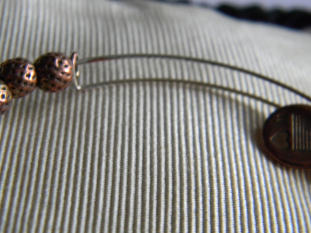 p240 Silver Tone Bangle Energy Bracelet Copper Dimpled Beads by Alex and Ani