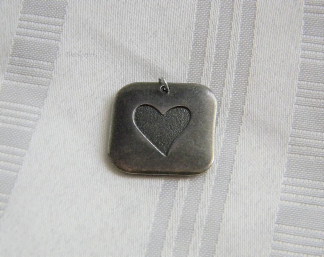 p245 Vintage Silver Tone HMK LIC Square Pendant/ Charm with Heart (No Chain)