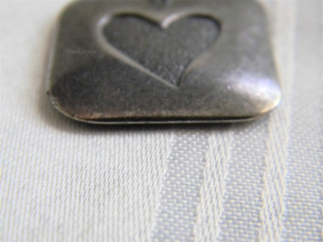 p245 Vintage Silver Tone HMK LIC Square Pendant/ Charm with Heart (No Chain)