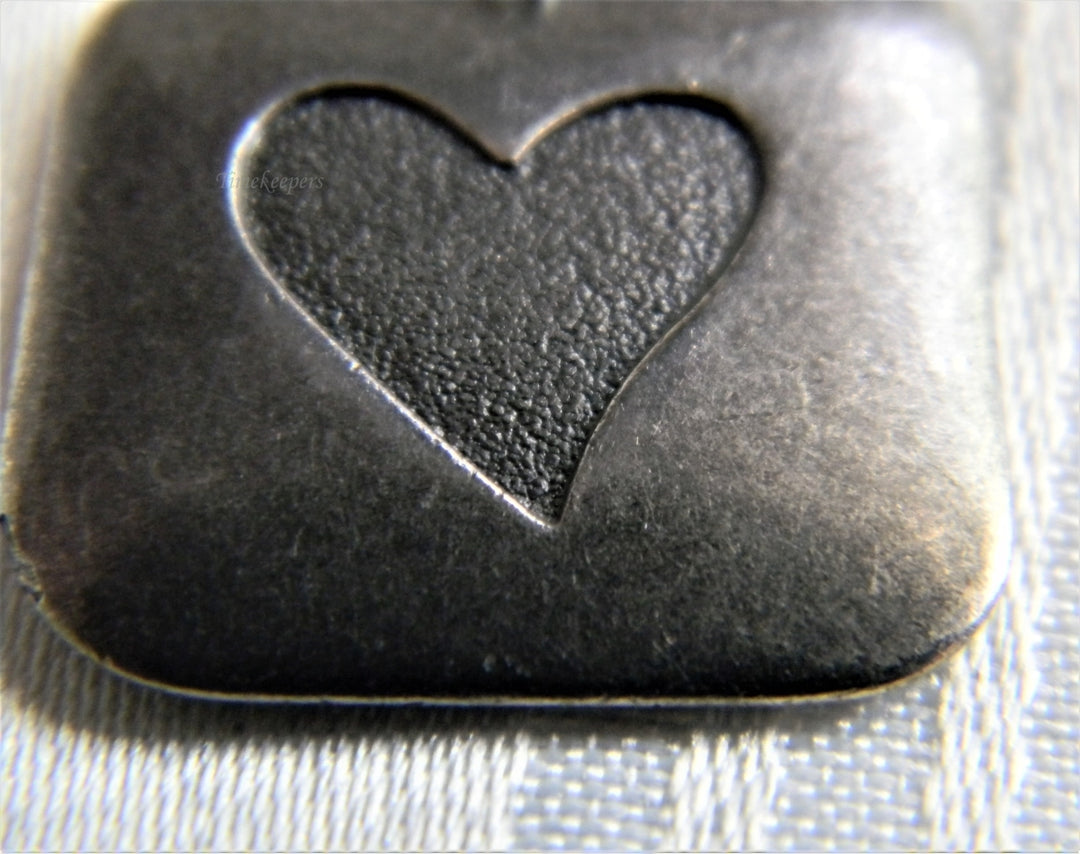 p245 Vintage Silver Tone HMK LIC Square Pendant/ Charm with Heart (No Chain)