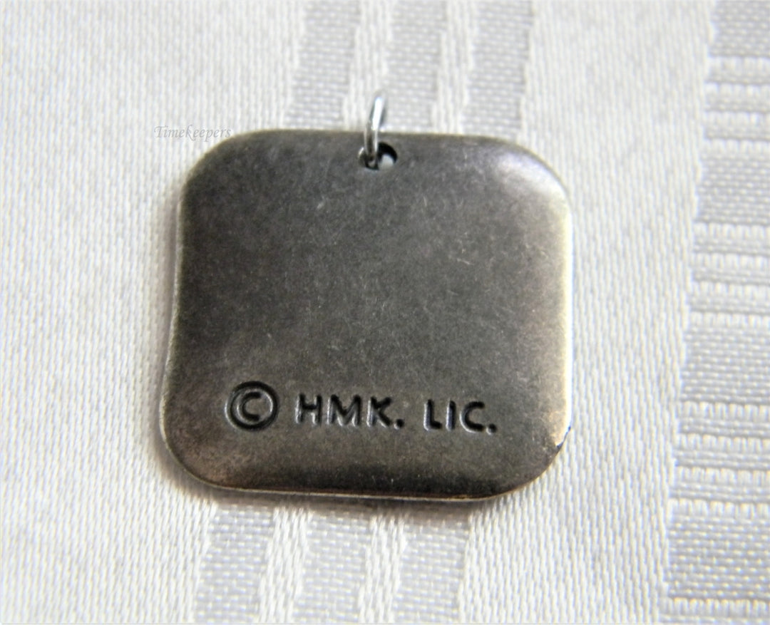 p245 Vintage Silver Tone HMK LIC Square Pendant/ Charm with Heart (No Chain)