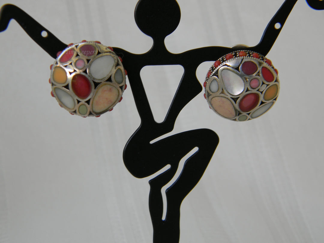 h378 Beautiful Sterling Silver Post Earrings with Mop, Carnelian &amp; Agate