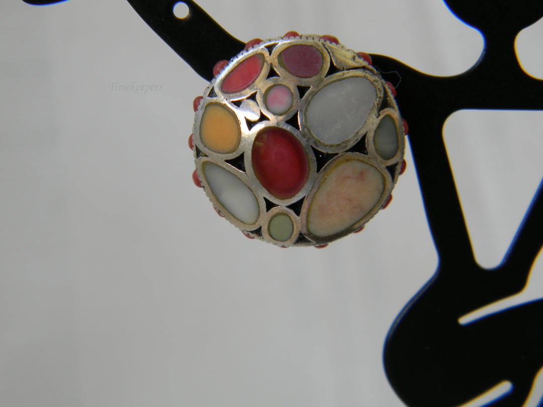 h378 Beautiful Sterling Silver Post Earrings with Mop, Carnelian &amp; Agate