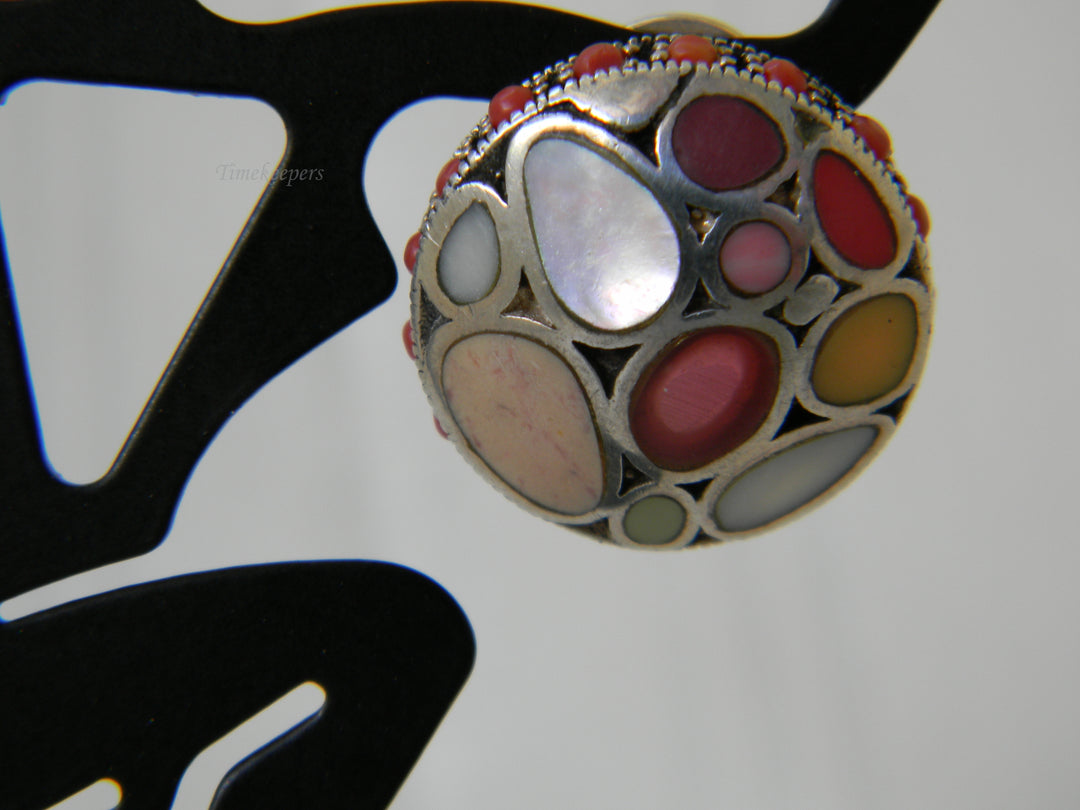 h378 Beautiful Sterling Silver Post Earrings with Mop, Carnelian &amp; Agate