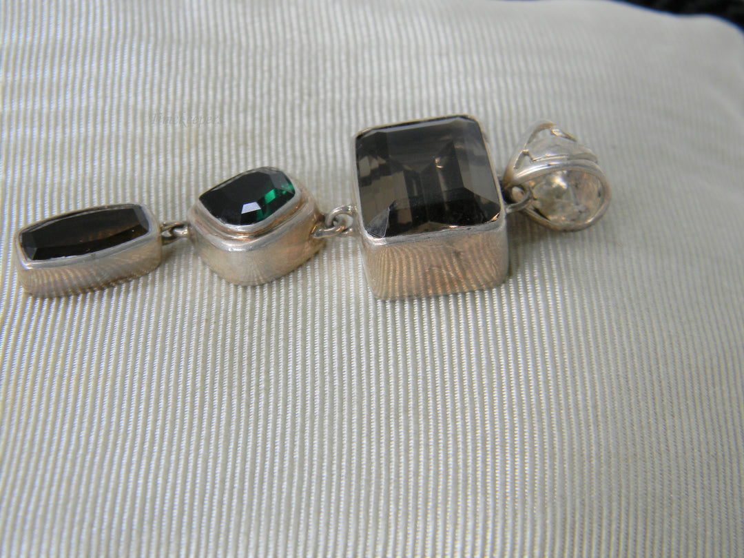 h382 Beautiful Sterling Silver Lori Bonn Triple Drop Pendant 3 Stones