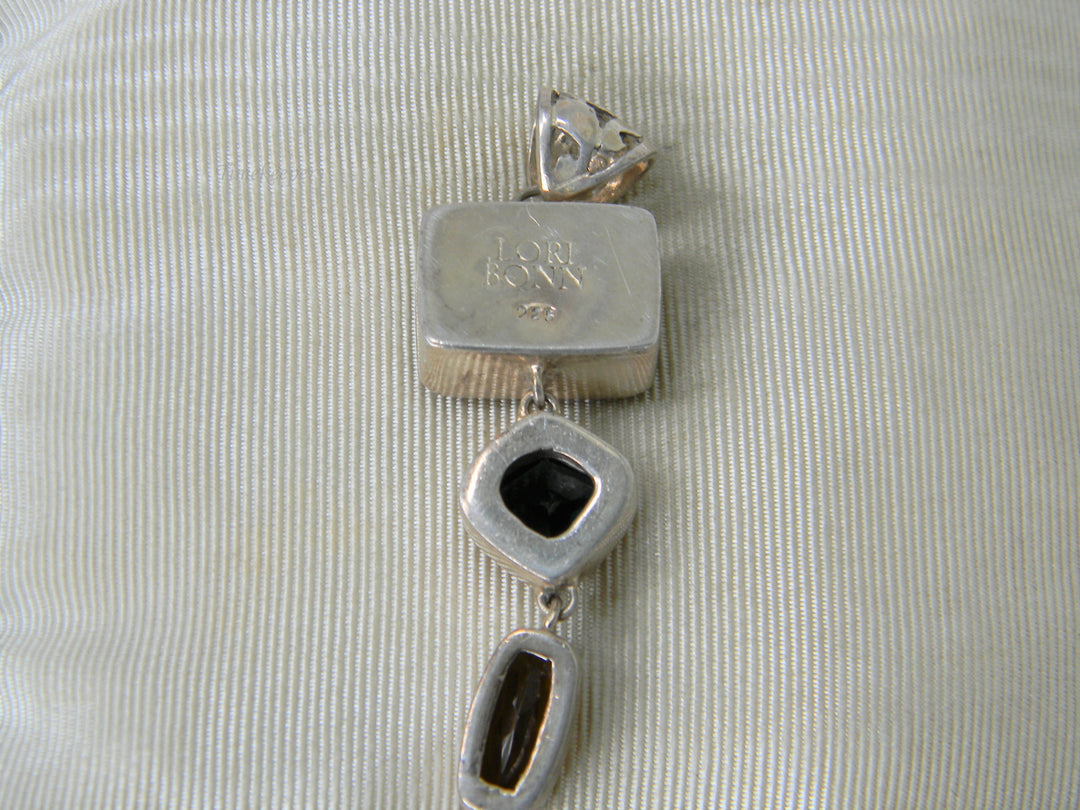 h382 Beautiful Sterling Silver Lori Bonn Triple Drop Pendant 3 Stones