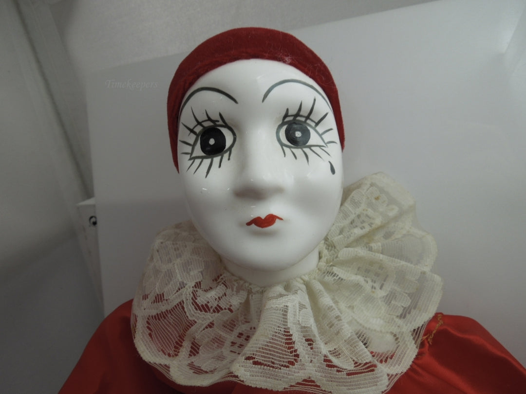 h683 Wonderful Vintage Clown Doll with cloth Body Porcelain Head, Hands, Feet