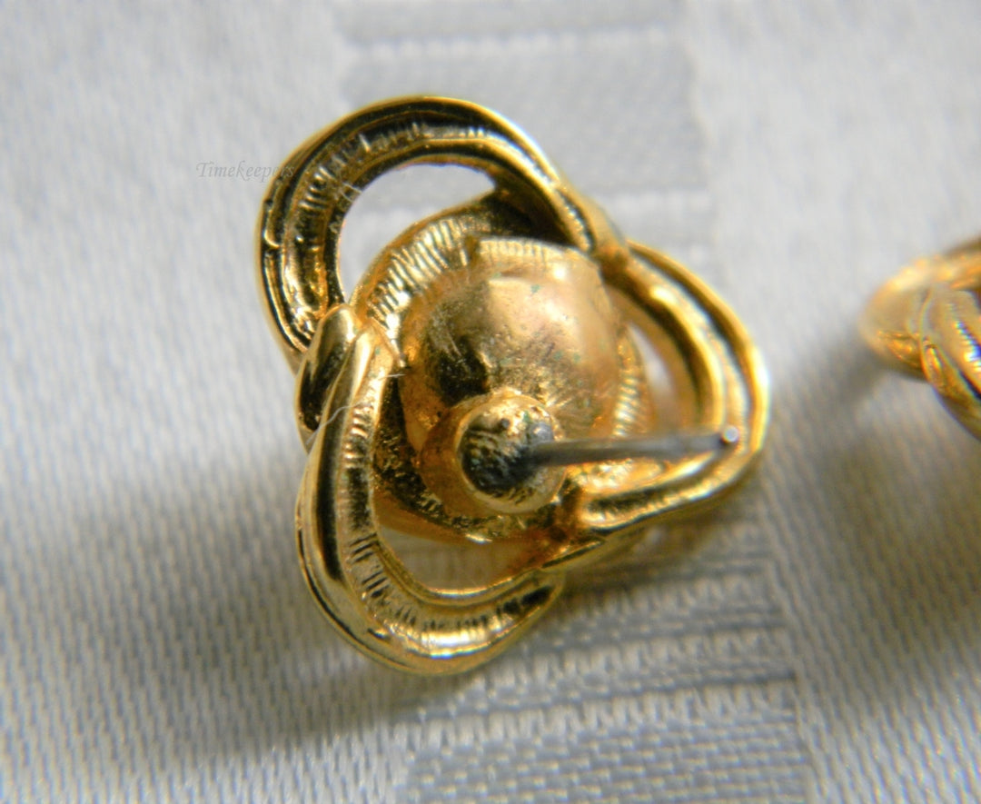 p254 Vintage Two Pair Pretty Gold Tone Earrings with Faux Pearls Dangle and Stud