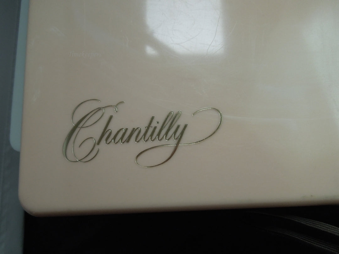 h685 Vintage Chantilly Perfume Case with Mirror Powder Soap Lotion