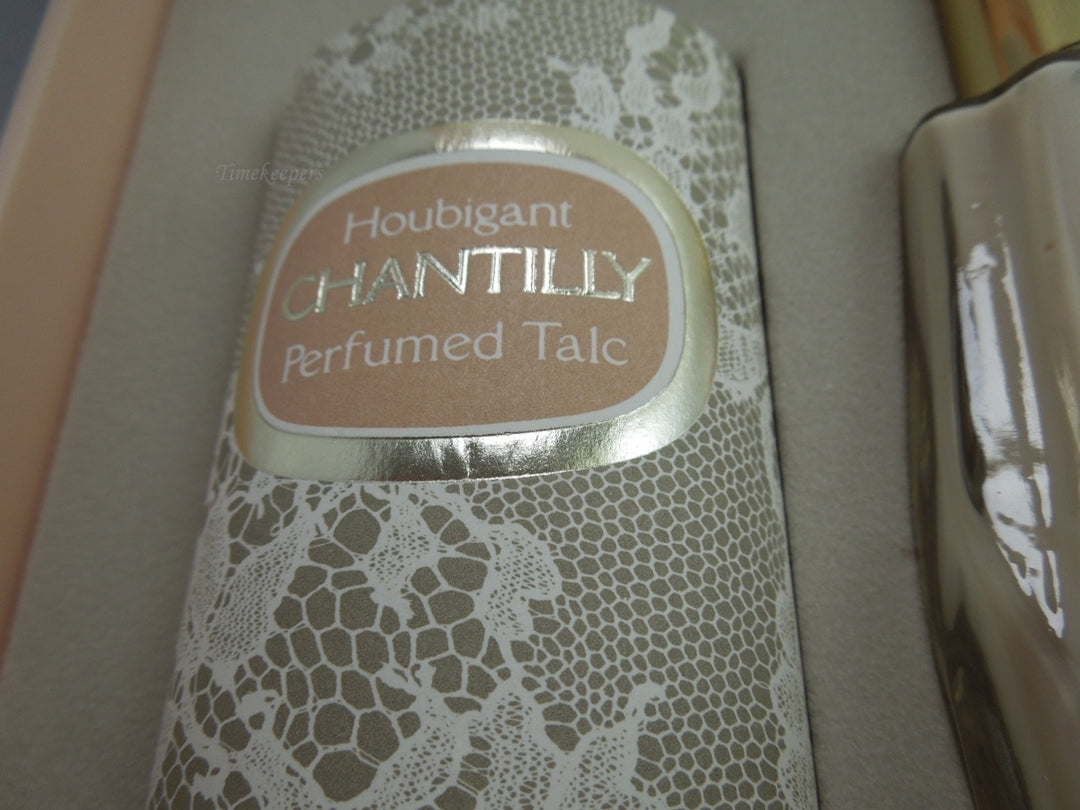 h685 Vintage Chantilly Perfume Case with Mirror Powder Soap Lotion