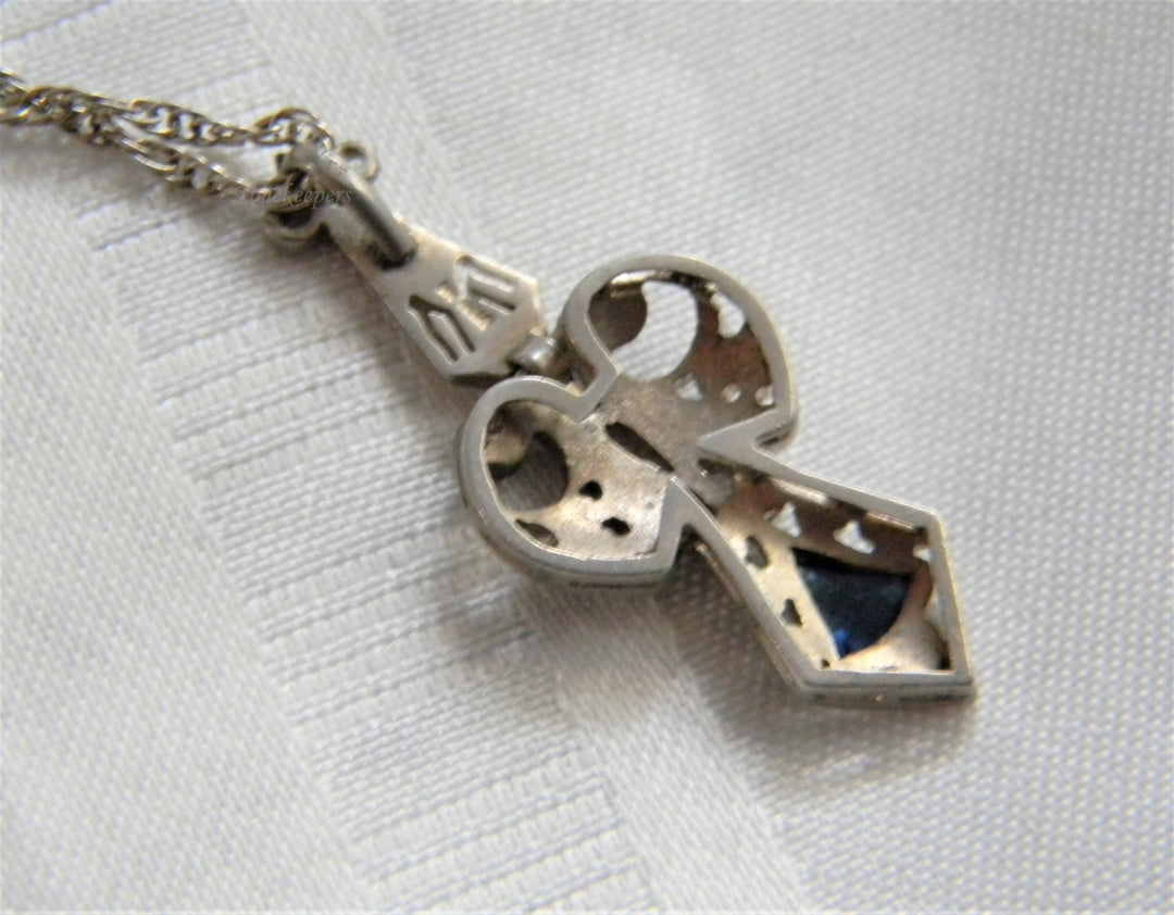 p262 Vintage 925 Sterling Silver Rope Chain with Filigree Cross Pendant