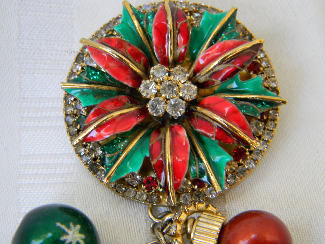 h388 Stunning Lunch at the Ritz Convertible Poinsettia Christmas Brooch/ Pendant
