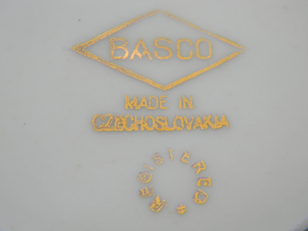 h390 Lovely Basco Porcelain &amp; Gold Tone Round Trinket Box