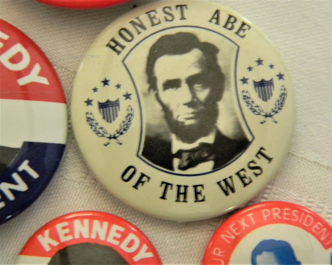 p271 Lot of Six Campaign Buttons, Honest Abe, Perot, Dewey, and Kennedy