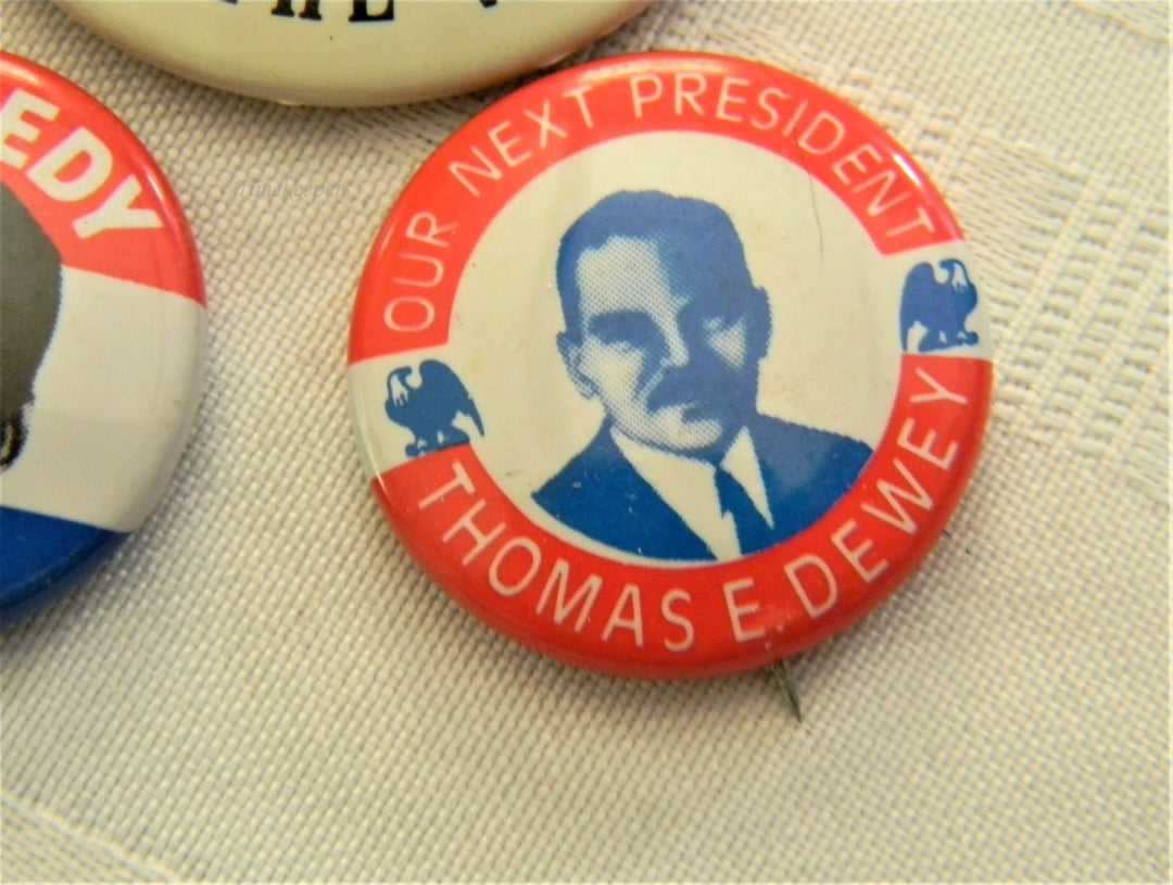 p271 Lot of Six Campaign Buttons, Honest Abe, Perot, Dewey, and Kennedy