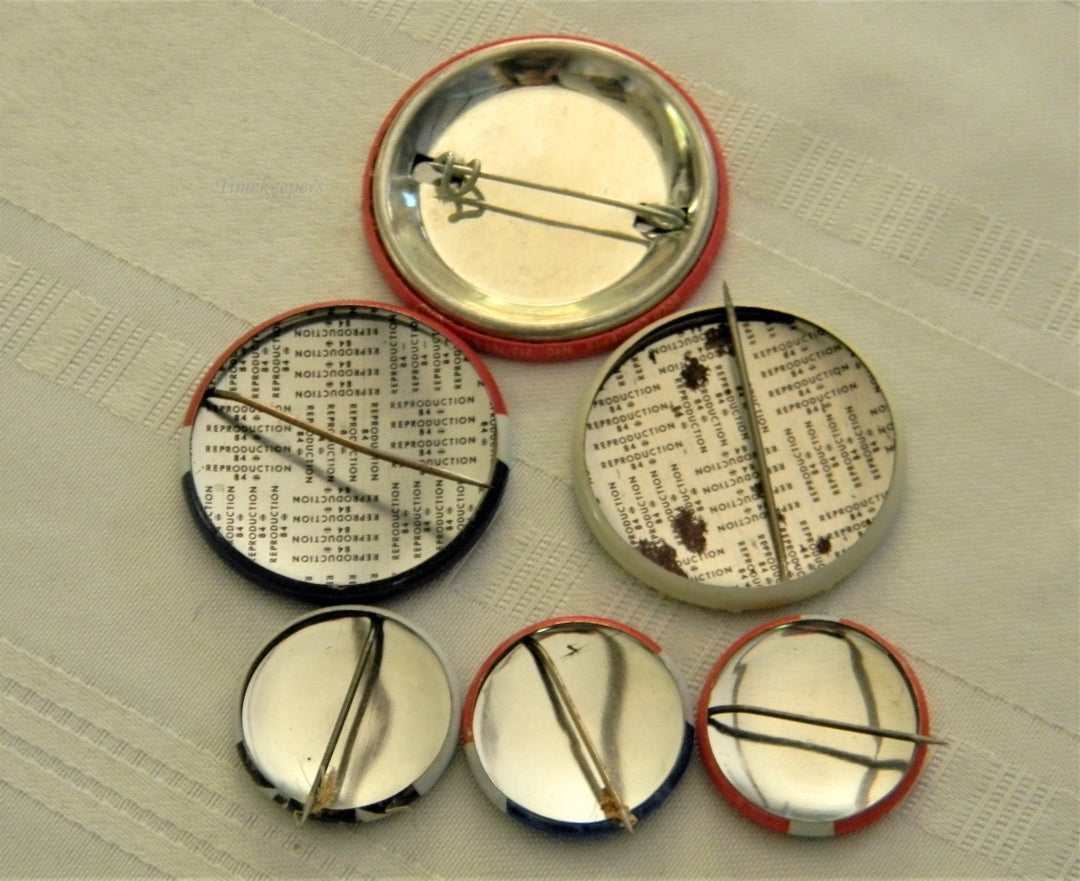 p271 Lot of Six Campaign Buttons, Honest Abe, Perot, Dewey, and Kennedy
