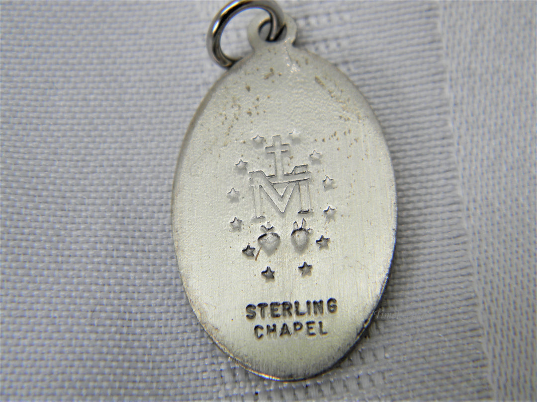 j327 Vintage Sterling Silver Virgin Mary Miraculous Charm Pendant