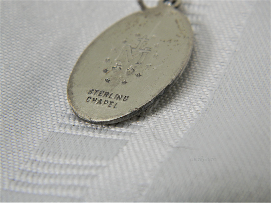 j327 Vintage Sterling Silver Virgin Mary Miraculous Charm Pendant