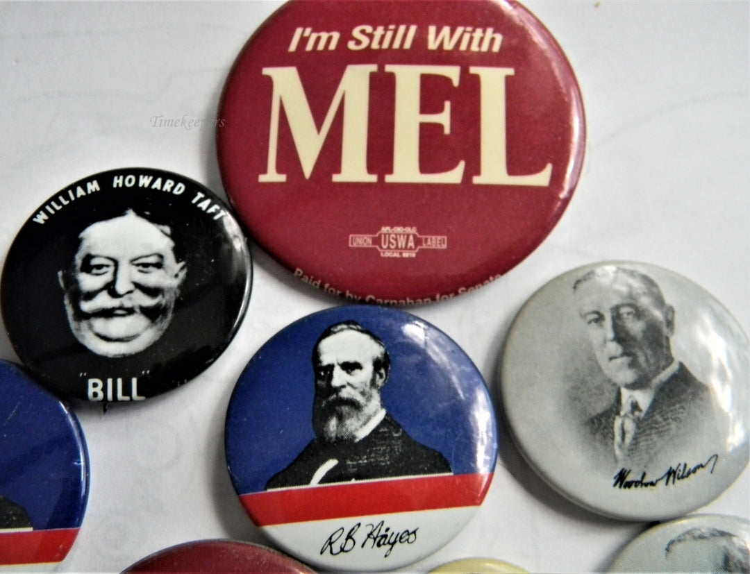 p273 Lot of Eight Campaign Buttons, Carnahan, Taft, Wilson and Hayes