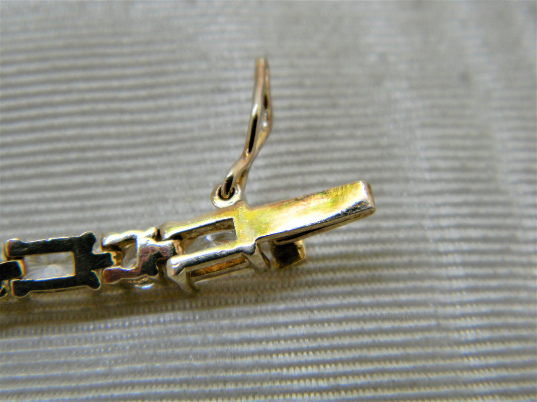 j345 Lovely Sterling Silver Gold Washed Tennis Bracelet with Clear Stones