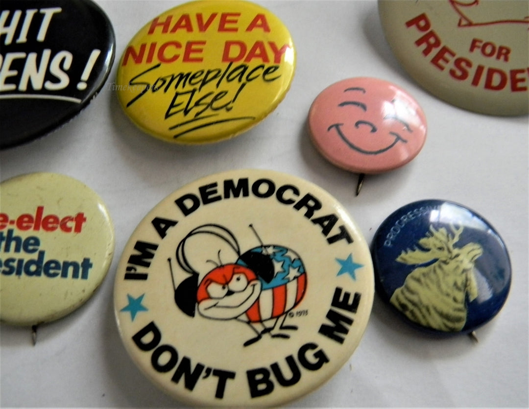 p277 Lot of 14 Various Buttons, Have a nice Day Someplace Else, Miracle Day