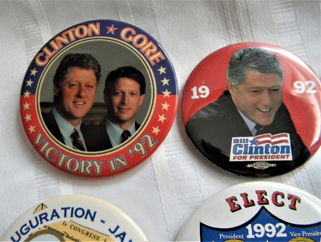 p278 Lot of Six Campaign Buttons, '92 and '96 Clinton - Gore plus Inauguration