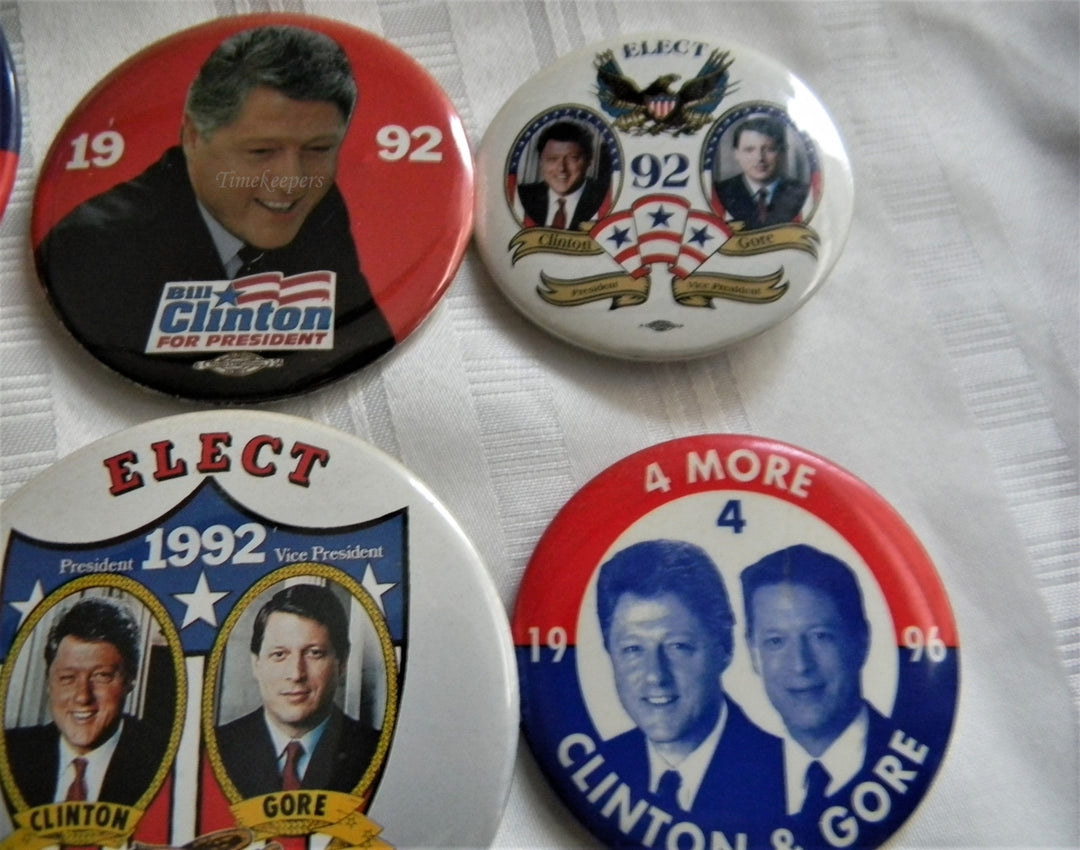 p278 Lot of Six Campaign Buttons, '92 and '96 Clinton - Gore plus Inauguration