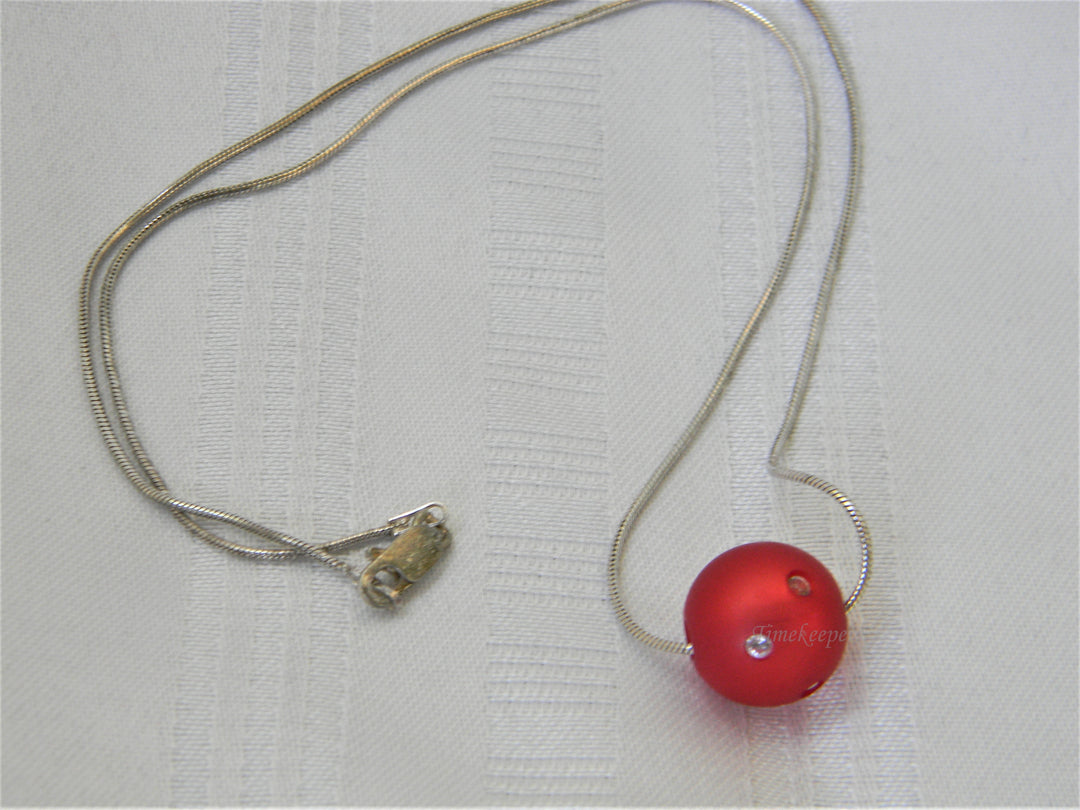 j340 Beautiful Red Resin Ball with Embedded Stones on 18" Snake Chain