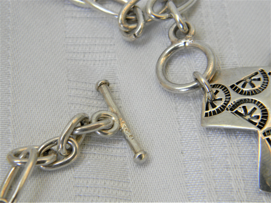 j341 Beautiful Unique Stamped Cross with Heavy Chain Toggle Clasp