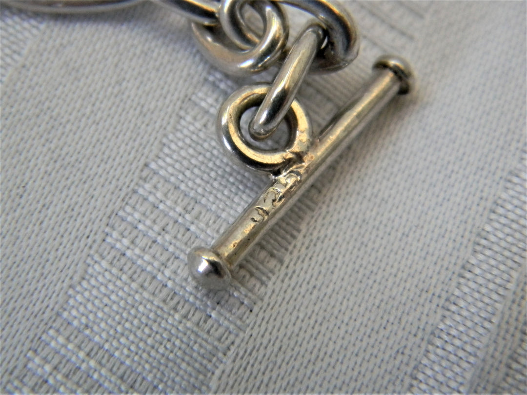 j341 Beautiful Unique Stamped Cross with Heavy Chain Toggle Clasp