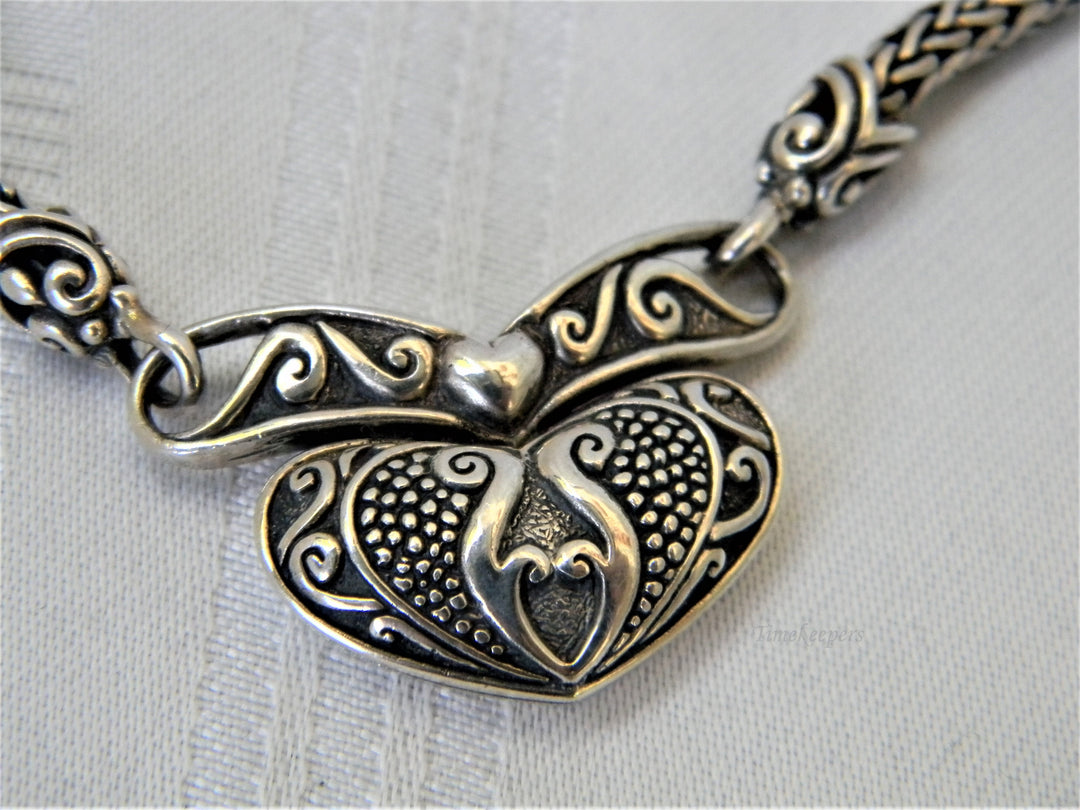 j343 Stunning Vintage Sterling Silver Heavy Heart Pendant