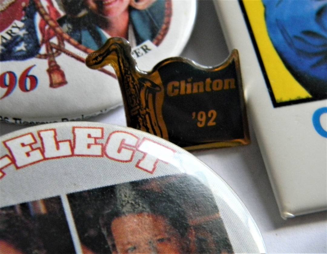 p283 Lot of Seven Campaign Buttons Lapel Pin, 1992 and '96 Clinton - Gore
