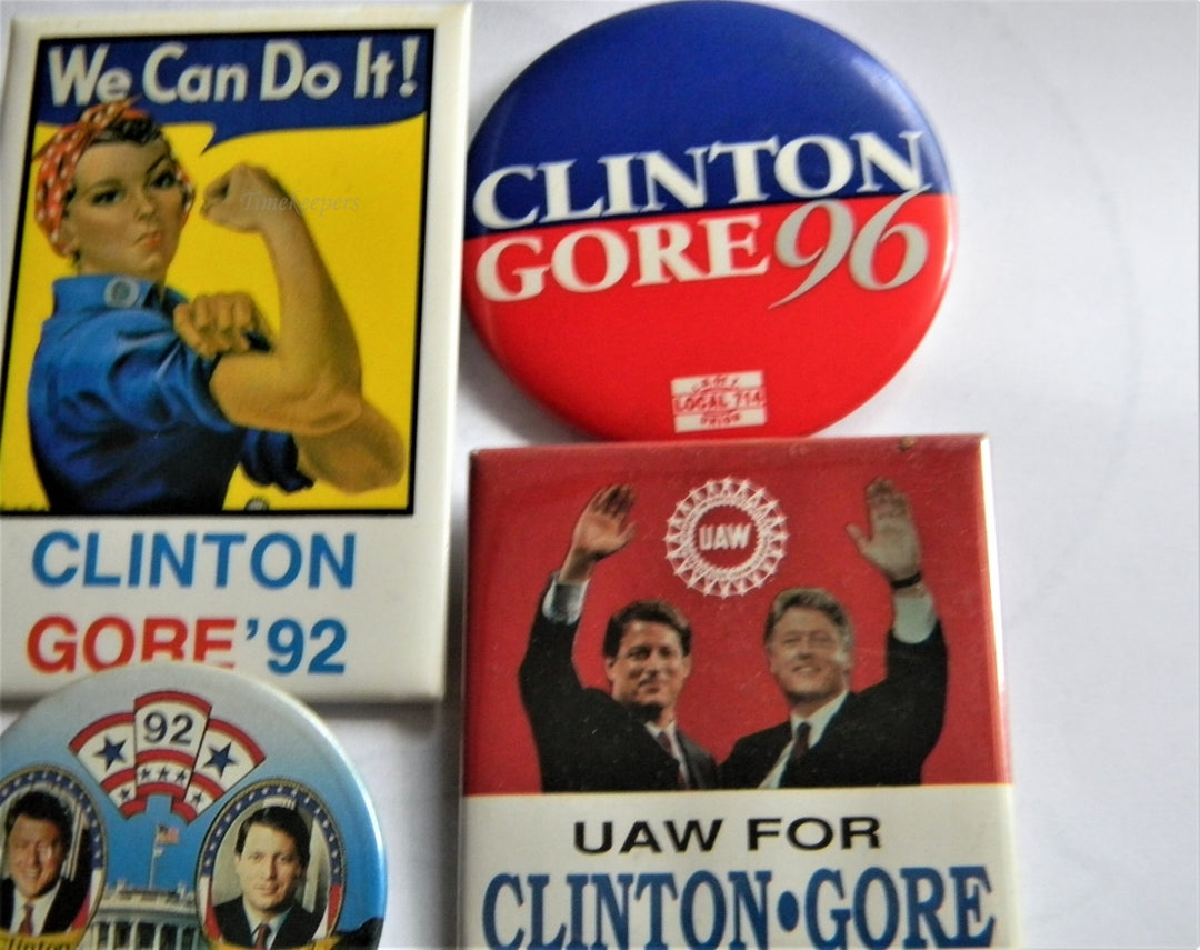 p283 Lot of Seven Campaign Buttons Lapel Pin, 1992 and '96 Clinton - Gore