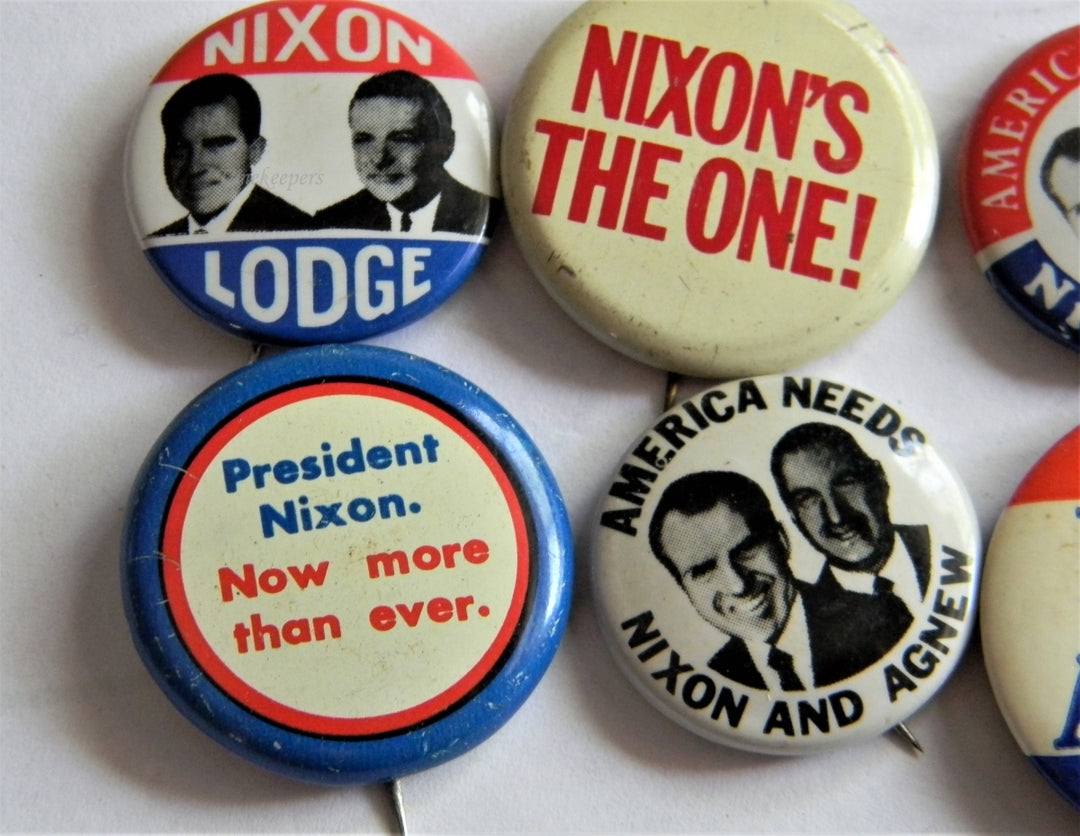 p287 Lot of Six Campaign Buttons - Pins, Nixon, Agnew, Lodge