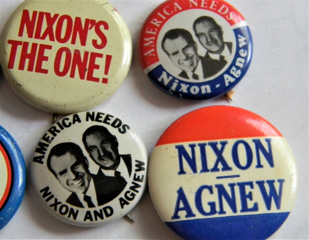 p287 Lot of Six Campaign Buttons - Pins, Nixon, Agnew, Lodge