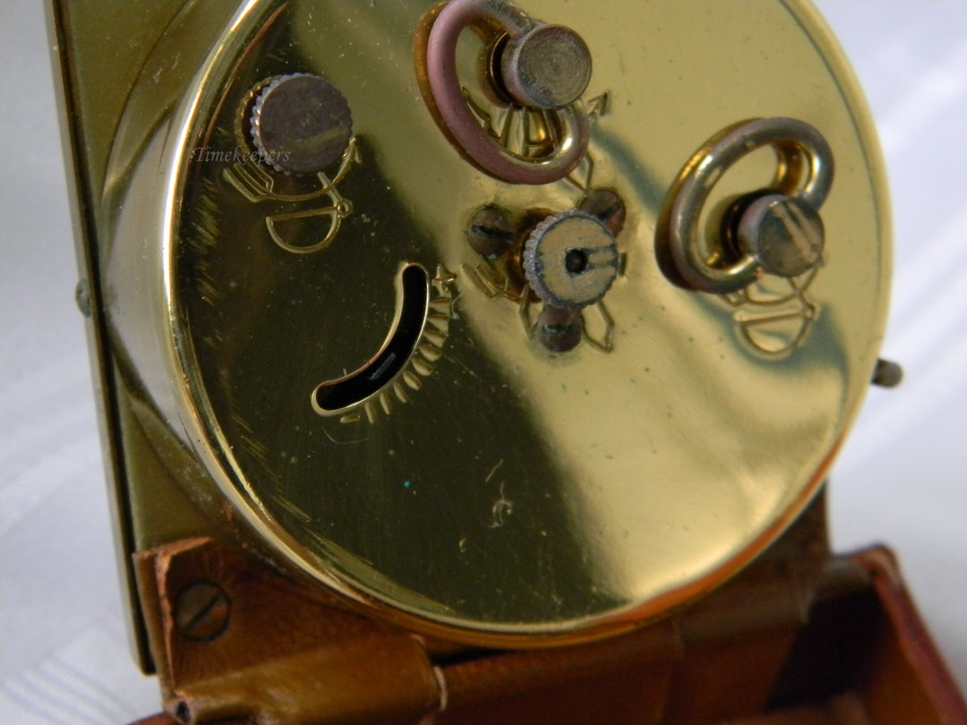 h403 (2) Leather Luggage Style Folding Endura Travel Alarm Clocks