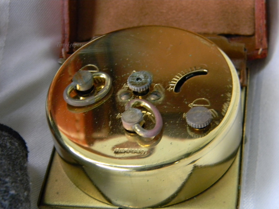 h403 (2) Leather Luggage Style Folding Endura Travel Alarm Clocks